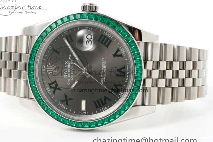 Marker Steel 41mm Diamonds on Arabic Best Dial Jubilee Gray 1:1 904L SA3235 Green Bracelet Bezel Edition DateJust DIWF 0329